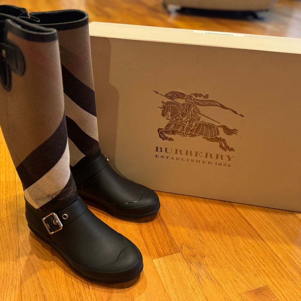 Burberry Birkback Bias Check Rainboot with Buckle